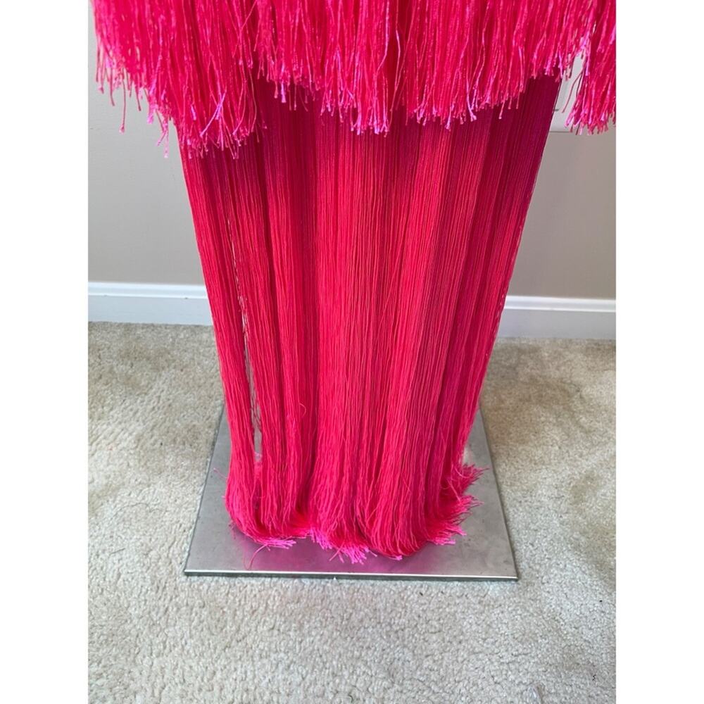 ANDREA ALMEIDA Bel Crochet Fringe Tiered Pink Maxi Dress Size XS/S - Picture 13 of 15